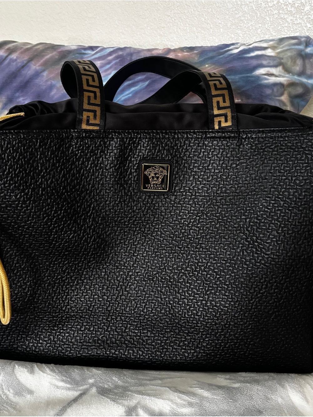Versace Black Textured Duffel..